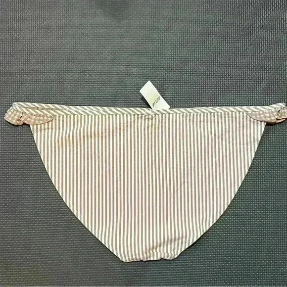 Aerie Bikini Bottom Women Large Brown Stripe Gingham Ruffle Full Coverage NWT - Picture 3 of 4
